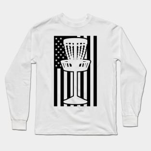 American Flag Disc Golf Basket Long Sleeve T-Shirt